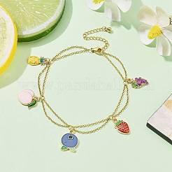 Alloy Enamel Fruit Charm Anklet&nbsp;AJEW-AN00560-01