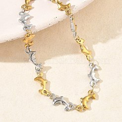 Women's 304 Stainless Steel Dolphin Link Chains Bracelets&nbsp;BJEW-G790-02GP