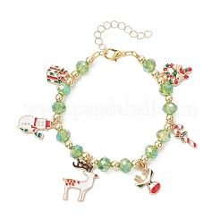 3Pcs 3 Colors Christmas Alloy Enamel Charm Bracelets&nbsp;BJEW-JB12077