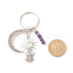 Tibetan Style Sun & Moon & Angel Alloy Keychains&nbsp;KEYC-JKC00297