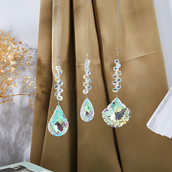 6Pcs 6 Styles Teardrop & Oval Glass Hanging Suncatchers&nbsp;HJEW-FH00201