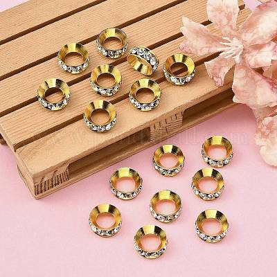 Brass Rhinestone Spacer Beads&nbsp;RSB094-1G-1