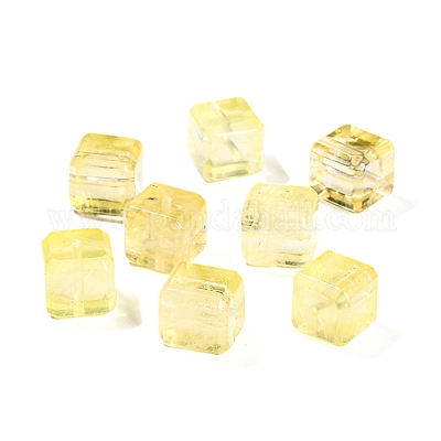 Natural Lemon Quartz(Heated) Cube Beads&nbsp;PW-WGA95C5-01-1