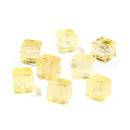 Natural Lemon Quartz(Heated) Cube Beads&nbsp;PW-WGA95C5-01-1