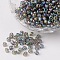 Transparent Rainbow Colours Round Glass Seed Beads, Dark Gray, 6/0, 4mm, Hole:1.5mm, about 495pcs/50g
