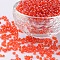 8/0 Glass Seed Beads, Trans. Colours Lustered, Round, Dark Orange, 3mm, Hole: 1mm, about 2222pcs/100g