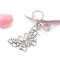 Zinc Alloy Keychain, with Rhinestone, Butterfly, Platinum, 135mm