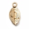 Alloy Pendants, Leaf with Letter Charm, Light Gold, Letter.Q, 15.5x7.5x2.5mm, Hole: 1.5mm