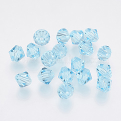 Imitation Austrian Crystal Beads, Grade AAA, K9 Glass, Faceted, Bicone, Cyan, 6x6mm, Hole: 0.7~0.9mm