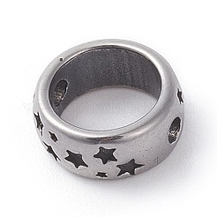 316サージカルステンレススチールビーズフレーム  スターとリング  アンティークシルバー  9x4mm  穴：1.5mm&nbsp;LS-STAS-G186-38AS