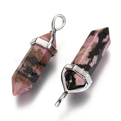 Natural Rhodonite Double Terminated Pointed Pendants&nbsp;G-F295-05D