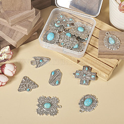16Pcs 8 Styles Synthetic Turquoise Pendants&nbsp;FIND-TA0002-15