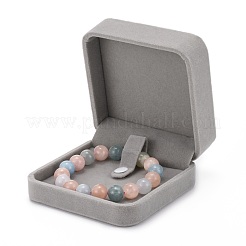 スクエアベルベットブレスレット/バングルボックス  アクセサリー類のギフトボックス  グレー  9x9x4.1cm&nbsp;X-VBOX-D007-02B