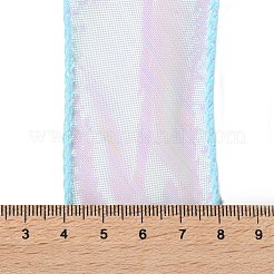 蝶結び用のフィッシュテールヤーンの虹色リボン  ギフト包装  ライトブルー  1-5/8インチ（40mm）  約9.84ヤード（9m）/ロール&nbsp;OCOR-B004-02A-03