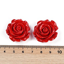 合成サンゴ刻まれたビーズ  染め  花  レッド  28x14mm  穴：1.3mm&nbsp;CORA-M001-03C
