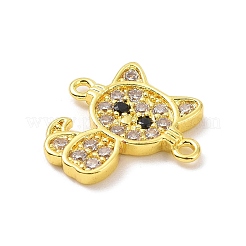 Real 18K Gold Plated Brass Pave Clear Cubic Zirconia Connector Charms&nbsp;KK-L209-059G-02