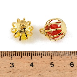 真鍮ガラスビーズケージペンダント  ラウンドチャーム  ゴールドカラー  14x12x12mm  穴：1.5mm&nbsp;KK-T080-30G-M