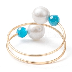 Round Shell Pearl & Natural Black Onyx & Moonstone & Green Aventurine & Apatite & Amethyst Finger Rings&nbsp;RJEW-JR00765