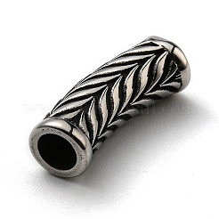 304ステンレススチールビーズ  フルール・デ・リスのチューブ  アンティークシルバー  28.5x12x9mm  穴：6mm&nbsp;STAS-D166-50AS