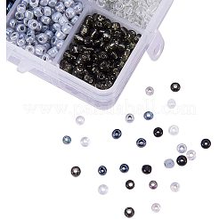 混合スタイル6/0ラウンドガラスシードビーズ  グレー  4mm  穴：1.5mm  約1840個/箱&nbsp;SEED-PH0006-4mm-01