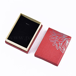 厚紙ジュエリーセットボックス  リングのために  ピアス  ネックレス  内部のスポンジ  長方形  レッド  9x6.8x3.3cm&nbsp;CBOX-S021-003C