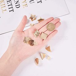 DIYのジュエリー  真鍮製の耳スタッドパーツとコンポーネント  混合図形  18KGP本金メッキ  7.4x7.2x1.7cm&nbsp;DIY-PH0016-48