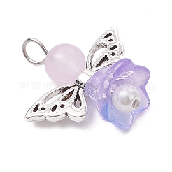 Pearlized Glass Pearl Bead Pendants&nbsp;PALLOY-JF03205-04