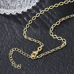 3MM Brass Textured Oval Link Chain Necklaces for Women&nbsp;KK-CBA2293-13G