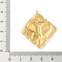 304ステンレスペンダント  エナメル  イオンプレーティング（ip）  蝶のチャームが付いた菱形  18KGP本金メッキ  パールピンク  38x35x3.5mm  穴：1.5mm&nbsp;STAS-H483-43G-02