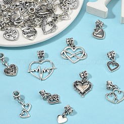 30Pcs 15 Styles Tibetan Style Alloy European Dangle Charms&nbsp;PALLOY-YW00072