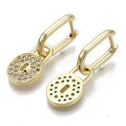Brass Micro Pave Clear Cubic Zirconia Dangle Huggie Hoop Earrings&nbsp;EJEW-R115-002-NF