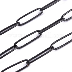 304ステンレススチールペーパークリップチェーン  ハンダ付け  スプールで  電気泳動黒  10x2.5x0.5mm  約32.8フィート（10m）/ロール&nbsp;CHS-F010-01C-B-01