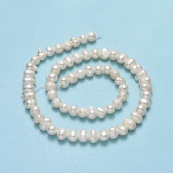 天然養殖淡水パールビーズ連売り  ポテト  ベージュ  5~5.5x5.5~6x5~5.5mm  穴：0.7mm  約69~71個/連  13.98~14.25インチ（35.5~36.2cm）&nbsp;PEAR-F018-17D-02