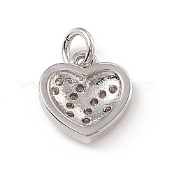 Brass Micro Pave Clear Cubic Zirconia Heart Charms&nbsp;ZIRC-F132-58P