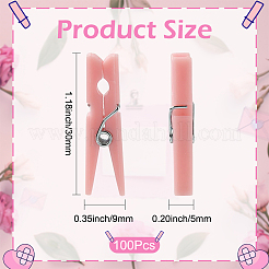 DIY木製写真ペーパークラフトクリップ100個  ピンク  30x9x5mm&nbsp;AJEW-SP0003-42A
