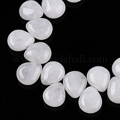 天然石ホワイトジェイドビーズ連売り  ティアドロップ  トップ掘削  12~12.5x10~11x5~5.5mm  穴：1~1.2mm  約33個/連  8.86~10.2''（22.5~25.5センチメートル）&nbsp;G-T138-115