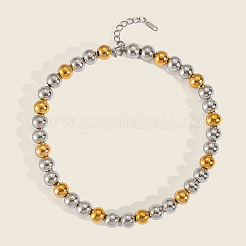 European 8MM 304 Stainless Steel Silver Round Beaded Necklaces for Women&nbsp;OD8849-3