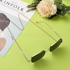 真鍮エナメル眼鏡チェーン  眼鏡用ネックストラップ  カーブチェーン付き  カニカンとラバーループエンド  ゴールドカラー  27.55インチ（70cm）&nbsp;AJEW-EH00241-05
