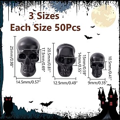 ハロウィンプラスチックスカルフィギュア150個、3スタイル  お化け屋敷パーティーの装飾用  ブラック  15~25x9~14.5x10.5~17.5mm  50個/スタイル&nbsp;KY-AR0001-27