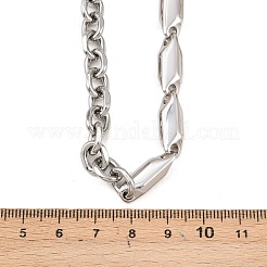 304 Stainless Steel Cable Chain Rhombus Link Chain Necklaces for Men Women&nbsp;NJEW-G186-01P-01