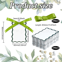 100Pcs Rectangle Paper Table Cards with 100Pcs Polyester Ribbons for Wedding Party Celebration Supplies&nbsp;OFST-WH0004-122B