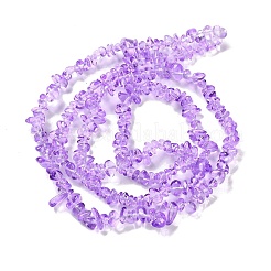スプレープリント透明ガラスビーズ連売り  天然石風  チップ  ライラック  1~7x4~14x3~7.5mm  穴：0.4mm  31.50''~31.69''（80~80.5センチメートル）&nbsp;X-GLAA-P060-01A-12