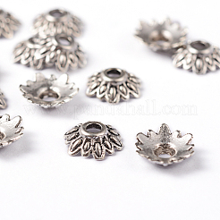 チベット風ビーズキャップ  鉛フリー＆カドミウムフリー  花  アンティークシルバー  8x2.5mm  穴：2mm&nbsp;LFH10352Y