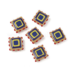 焼き絵の具、ガラス、エナメル、ビーズ  でこぼこした広場  ミックスカラー  13.5~14x13.5~14x6.5~7mm  穴：1mm&nbsp;LAMP-S079-14