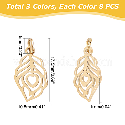 24Pcs 3 Colors 304 Stainless Steel Pendants&nbsp;STAS-DC0003-09