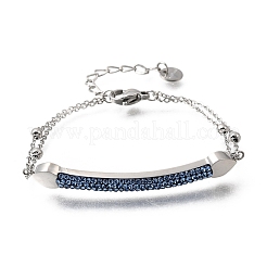 Heart Bar 304 Stainless Steel & Rhinestone Link Bracelets&nbsp;BJEW-A167-01P-03
