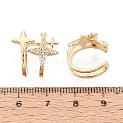 Brass Micro Pave Clear Cubic Zirconia Cuff Earrings&nbsp;EJEW-T047-78G