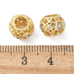 Brass Micro Pave Clear Cubic Zirconia European Beads&nbsp;KK-K298-34G