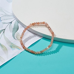女性のための天然サンストーン ロンデル ビーズ ストレッチ ブレスレット  内径：2-1/8インチ（5.5cm）&nbsp;BJEW-JB08956-02