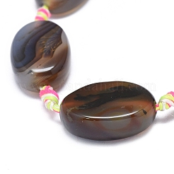 天然バンド /縞aビーズ連売り  染め＆加熱  オーバル  ミックスカラー  23~26x16~19x5~10mm  穴：1.6mm  約12~13個/連  15.4インチ（39cm）&nbsp;G-L544-010